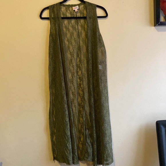 LulaRoe lace joy vest size S green - Picture 1 of 11